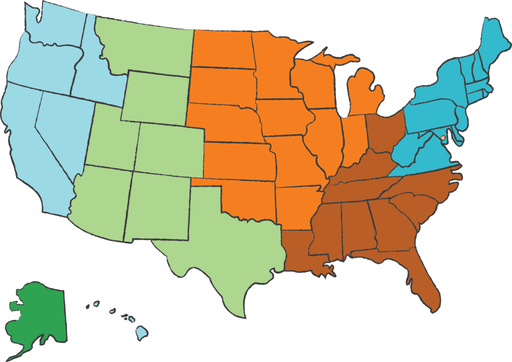 US Map colored by NPS region